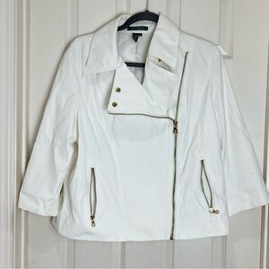 LAUREN RALPH lauren white moto jacket size XL green Label